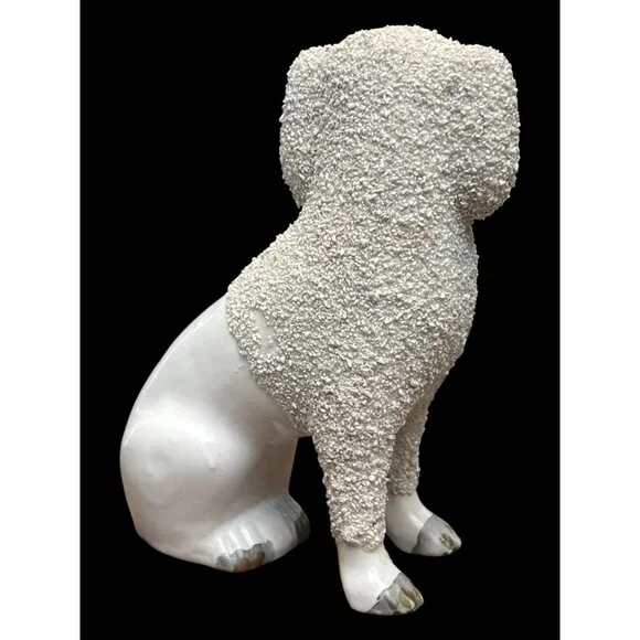 Pair Of Vintage Antique English  Staffordshire Poodle Dog Figurines 7 in - Picture 12 of 12